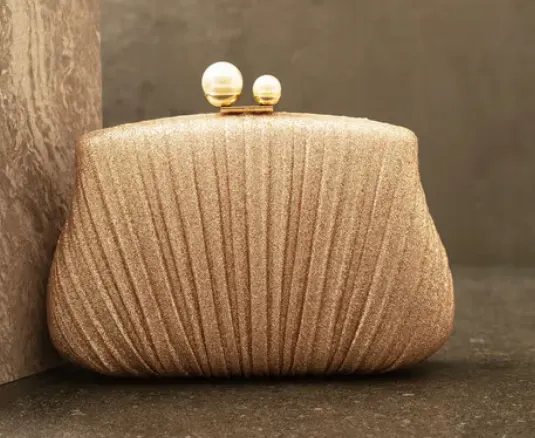 Rose Gold Pleated Clutch