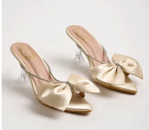 Embellished Golden Heels For Women