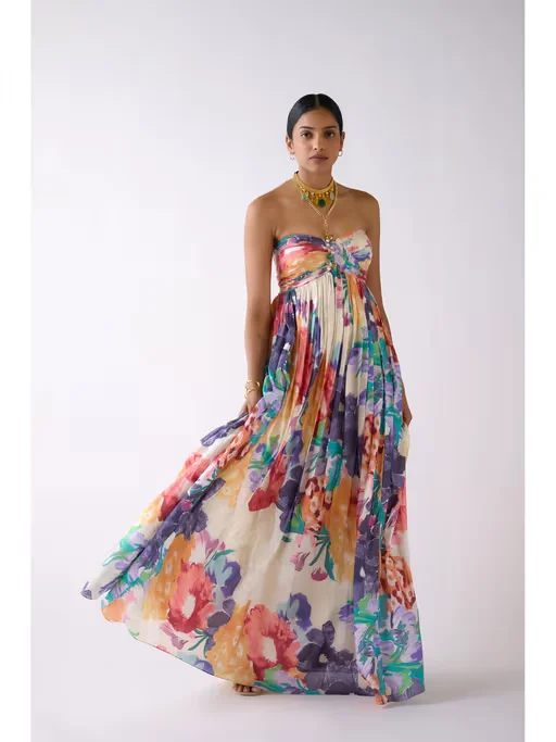 Multi-Color Muslin Floral Dress