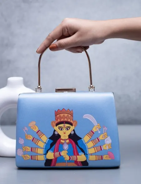 Durga Maa Printed Box Clutch