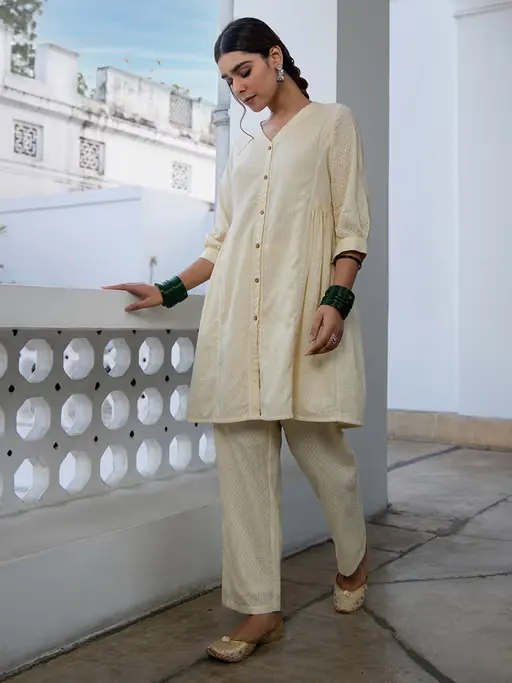 Cotton self Design A-Line Co-Ord Set