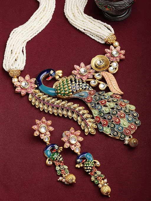 Multicolored Gold Plated Kundan Stone Jewellery