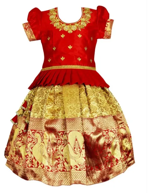 Girls Embroidered Zari Ready to Wear Lehenga & Blouse