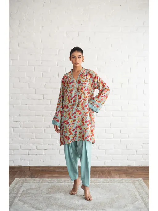 Sehar Blue Kurta with Tulip Pant