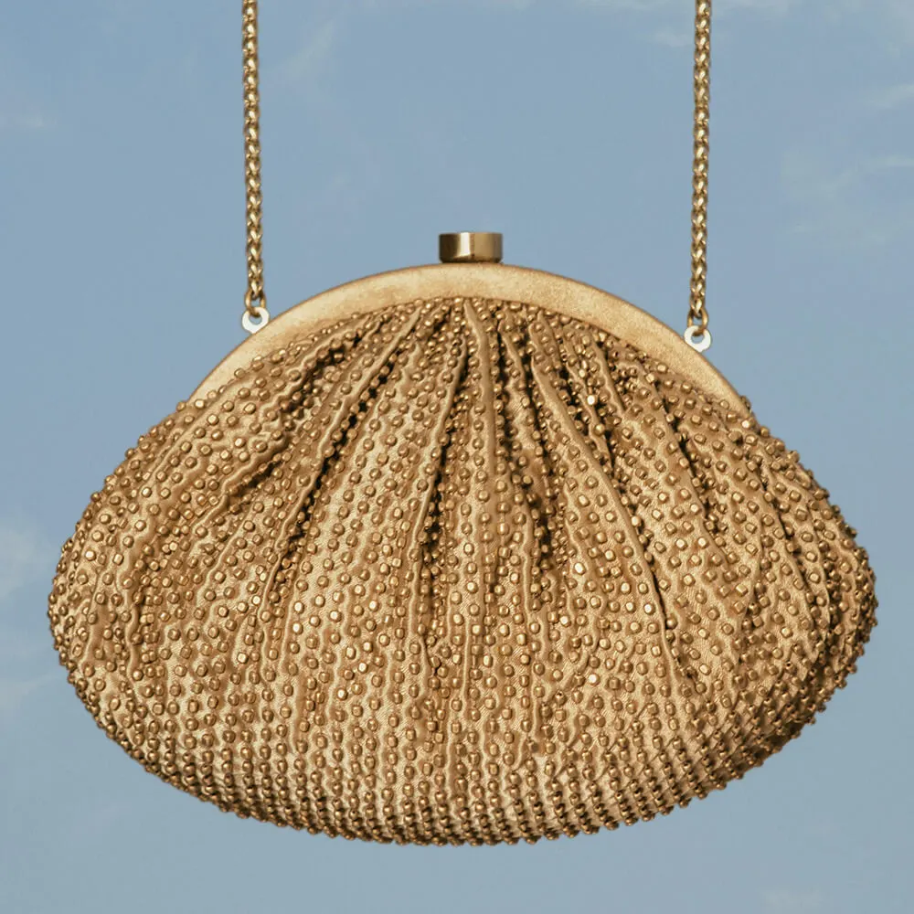 Gold Metal Beads Soft Pouch