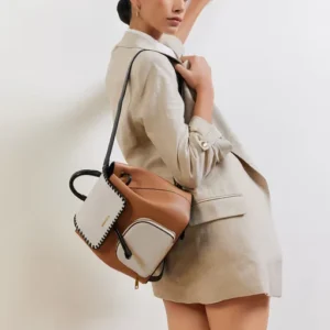 Beige Textured Claire Backpack